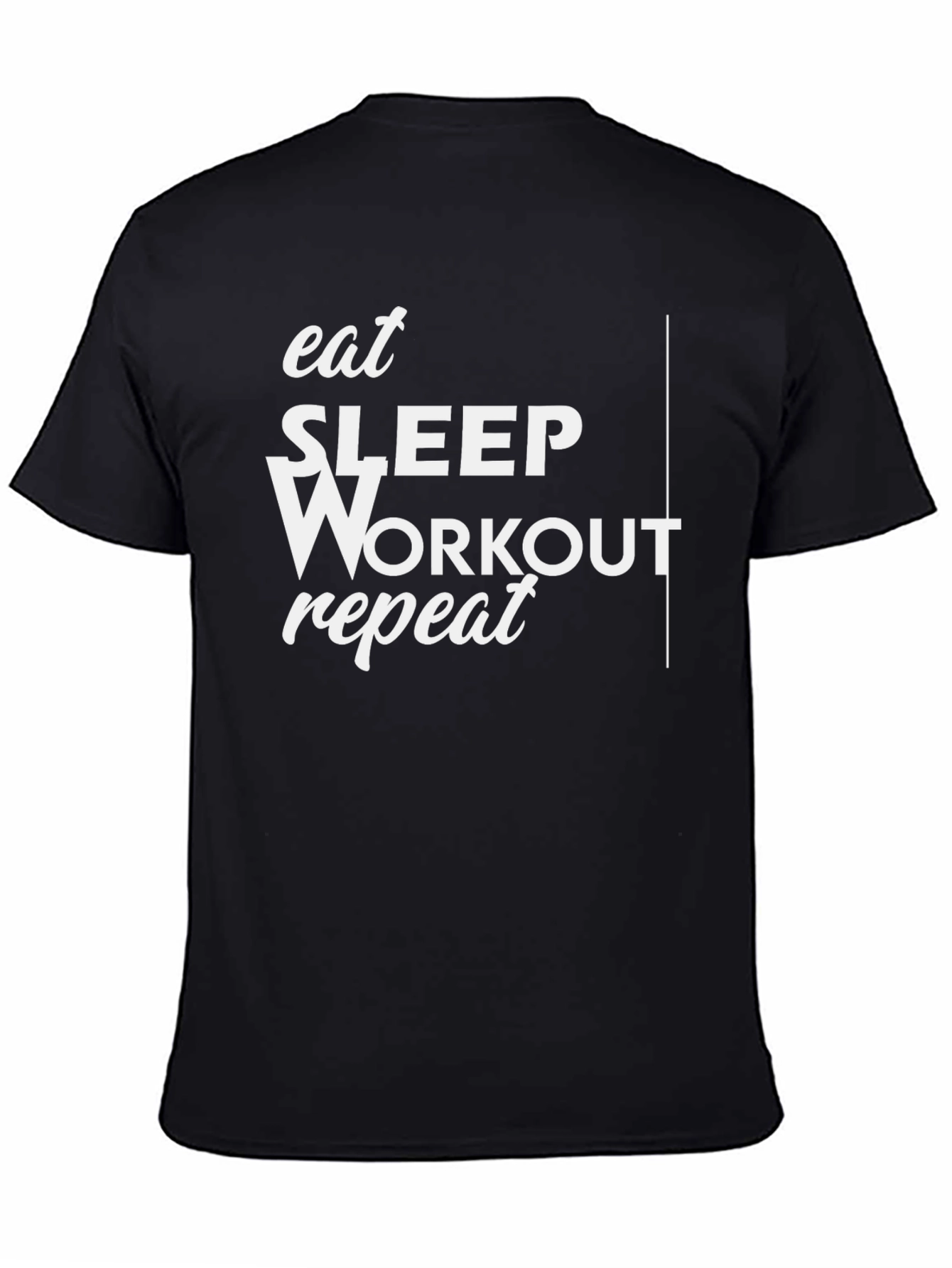 Eat Sleep Workout Repeat Black Graphic Tee