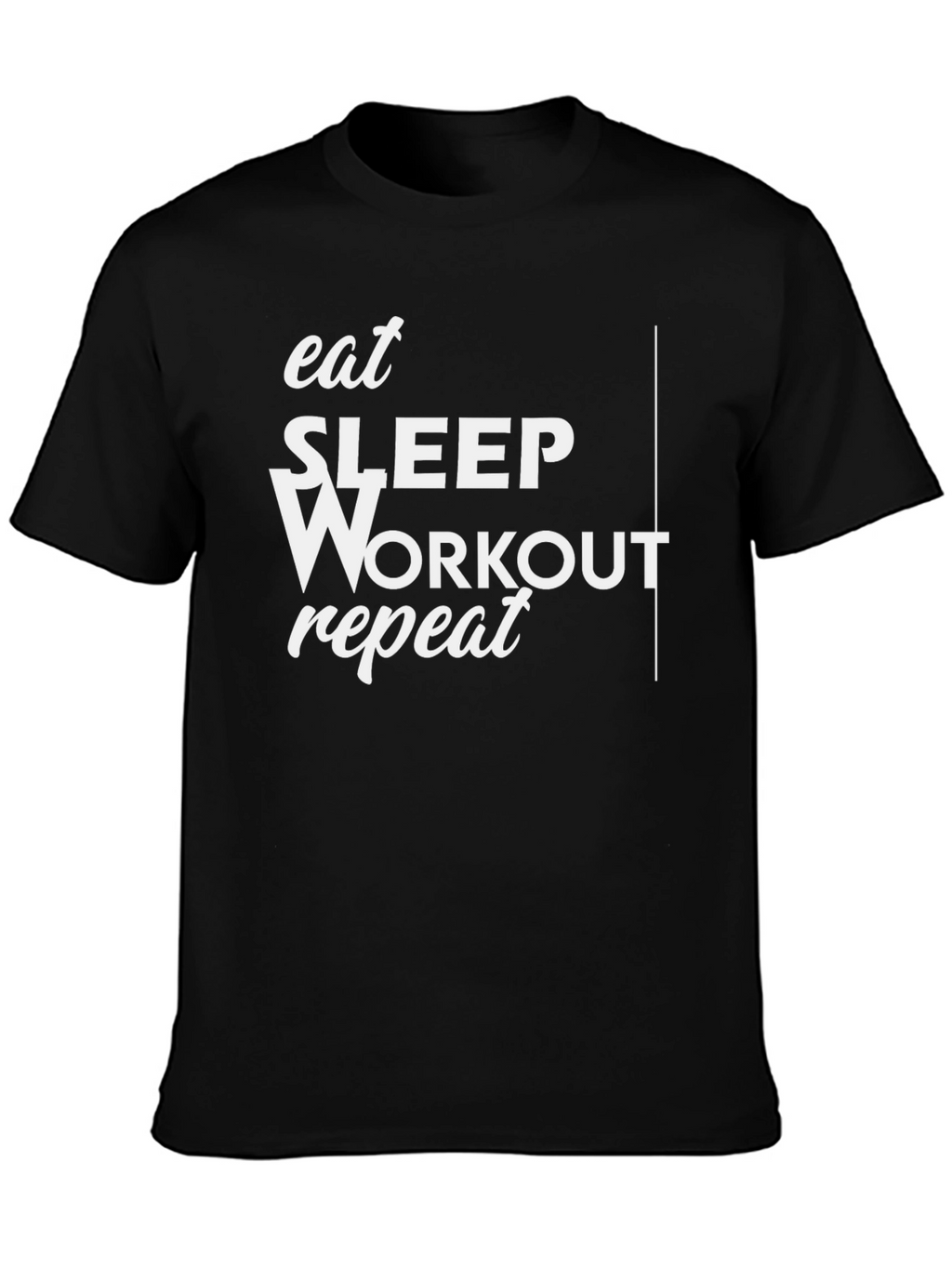 Eat Sleep Workout Repeat Black Graphic Tee