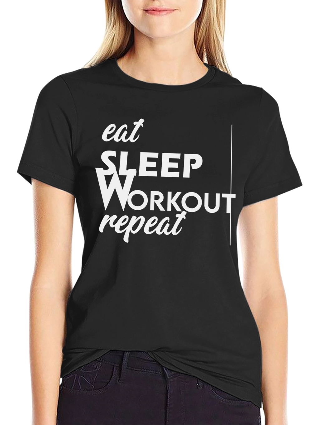 Eat Sleep Workout Repeat Black Graphic Tee