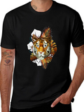 Tiger Graphic Print Crew Neck T-Shirt