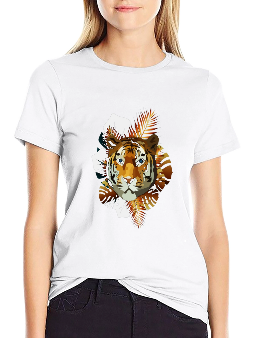 Tiger Graphic Print Crew Neck T-Shirt