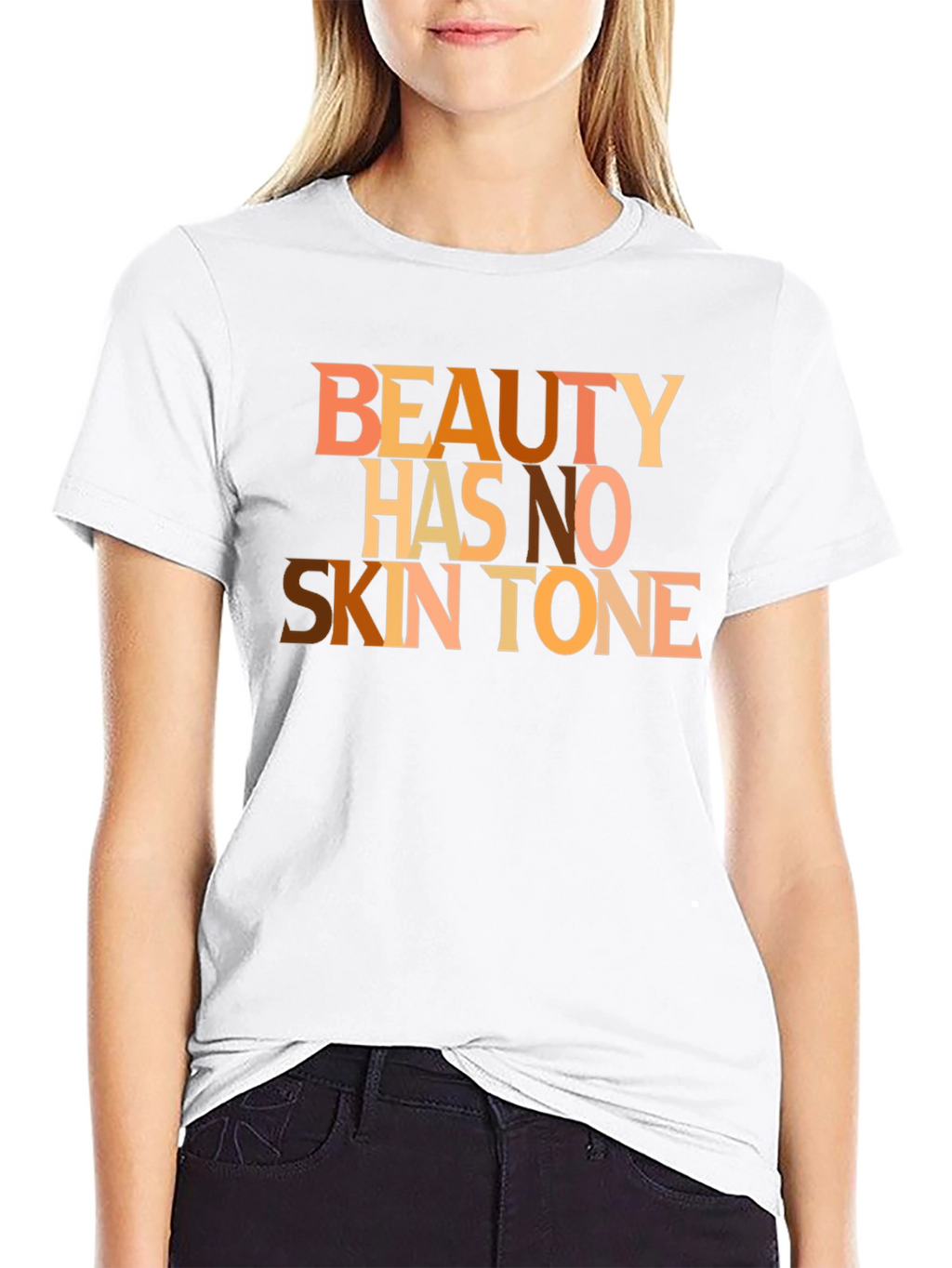 Beauty Has No Skin Tone Graphic Tee - Black