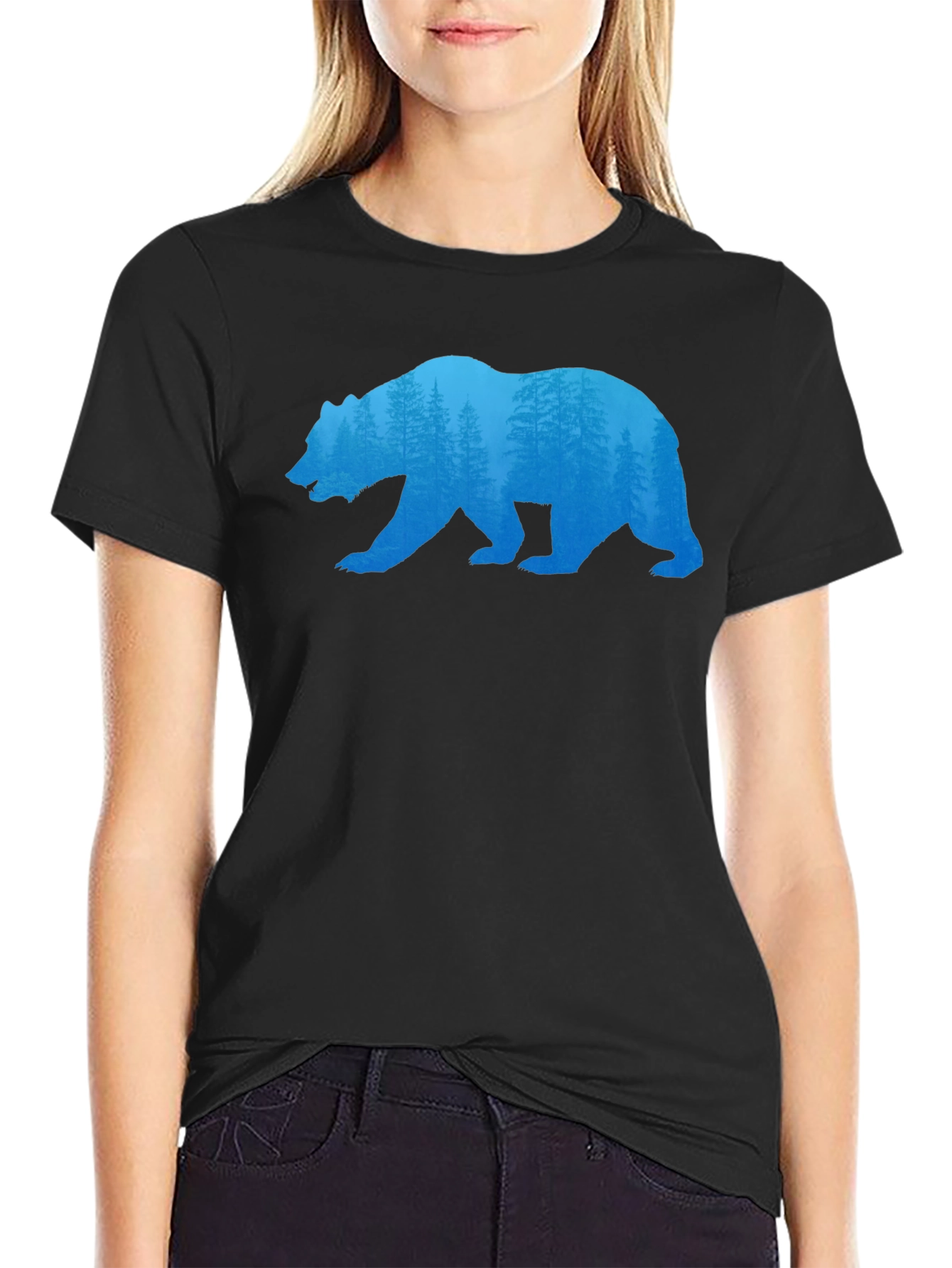 Bear Silhouette Forest Graphic Tee