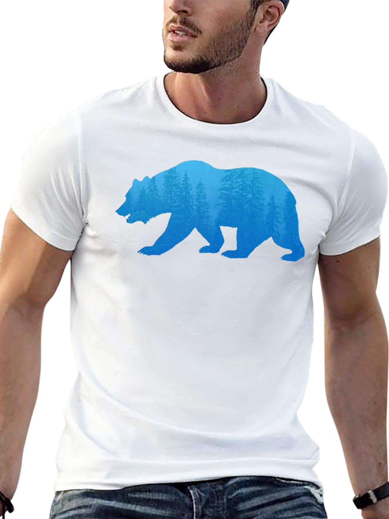 Bear Silhouette Forest Graphic Tee