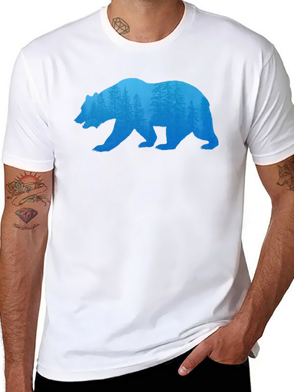 Bear Silhouette Forest Graphic Tee