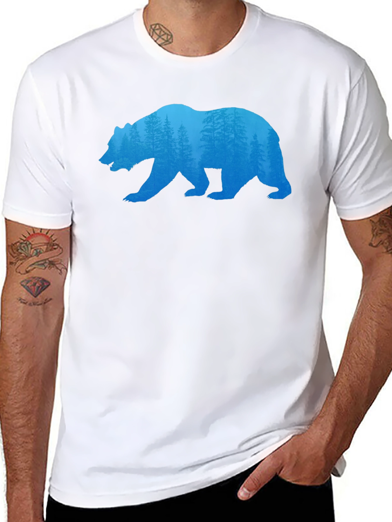 Bear Silhouette Forest Graphic Tee