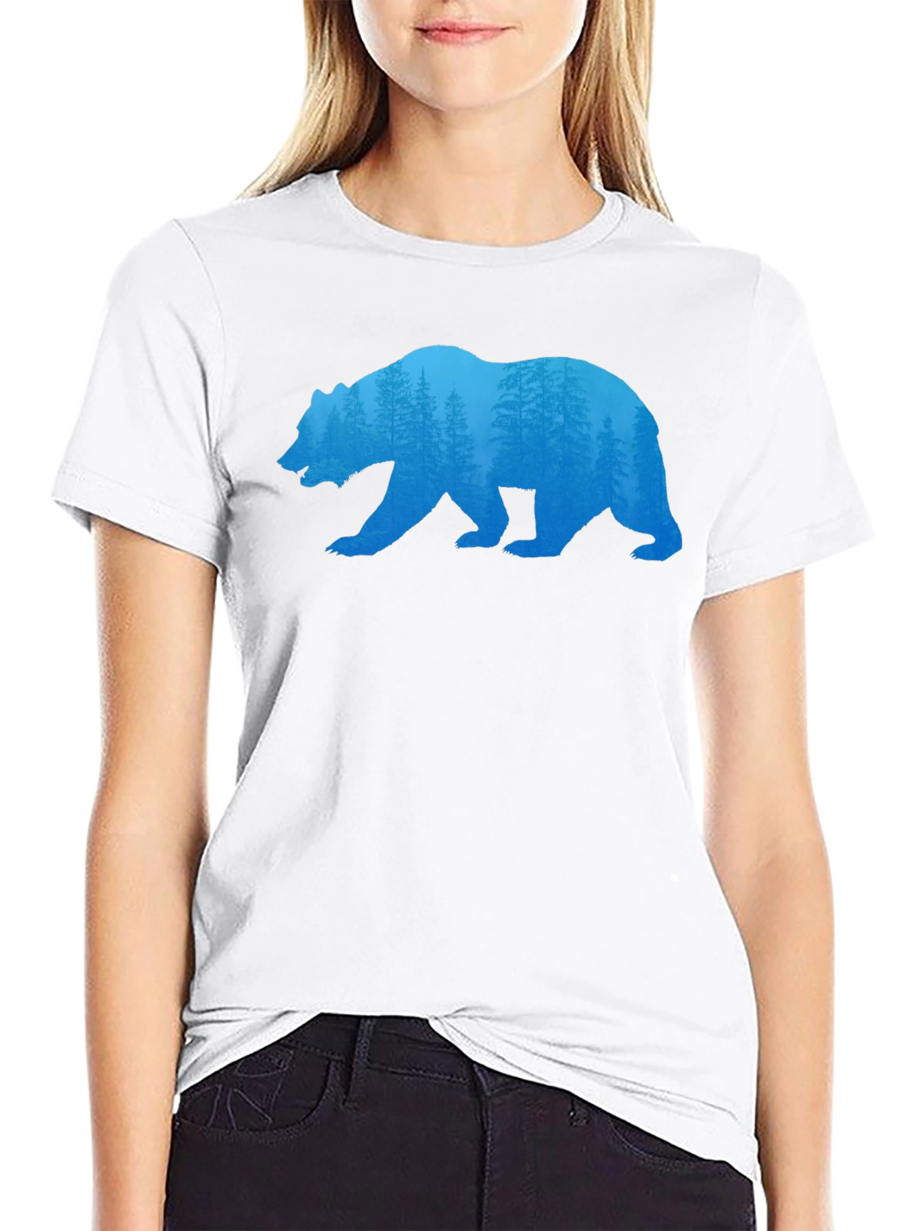 Bear Silhouette Forest Graphic Tee