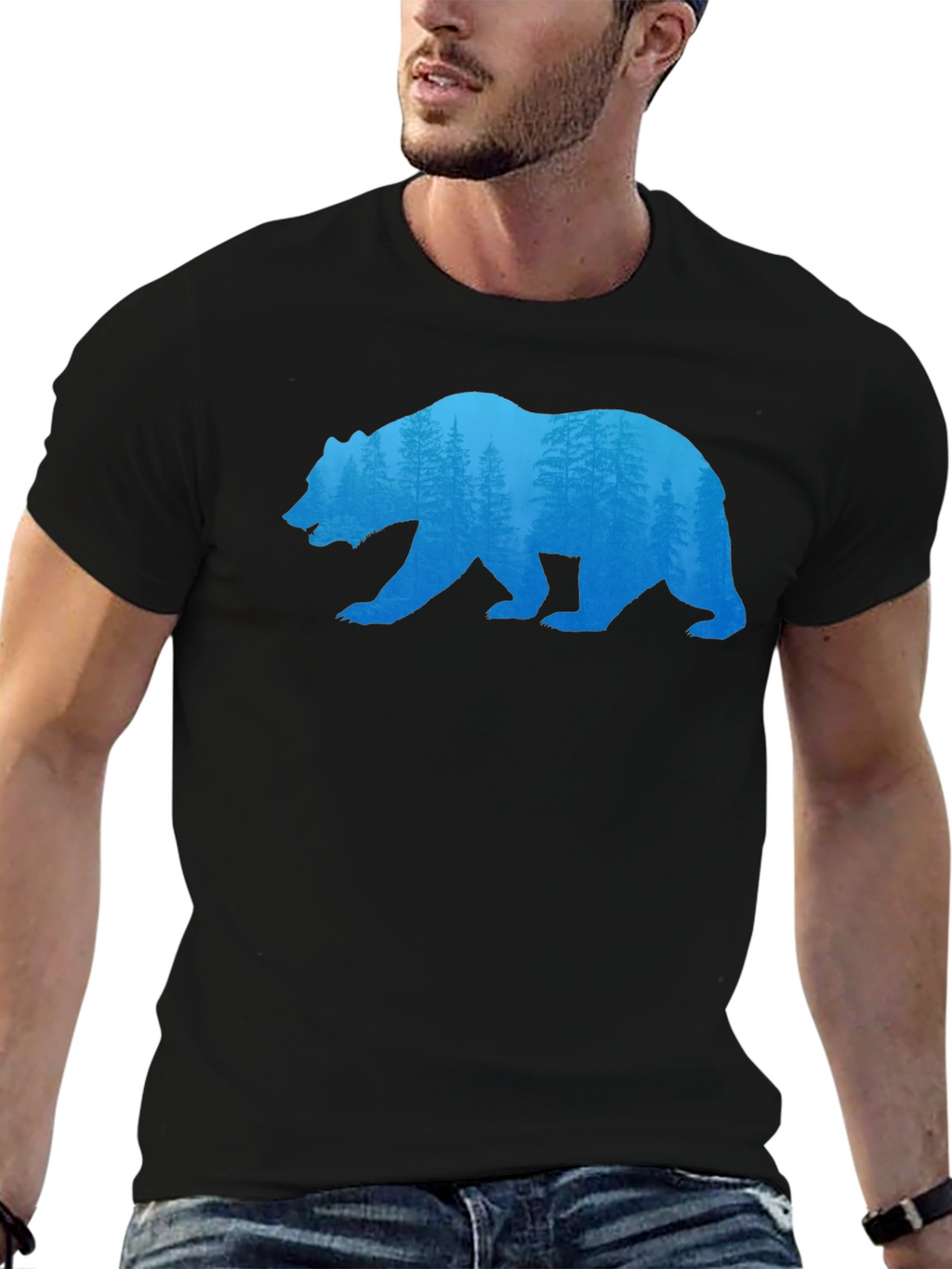Bear Silhouette Forest Graphic Tee
