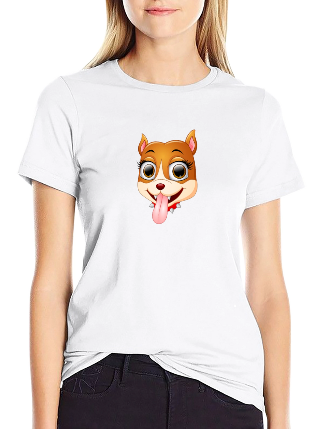 Cartoon Dog Graphic Black T-Shirt