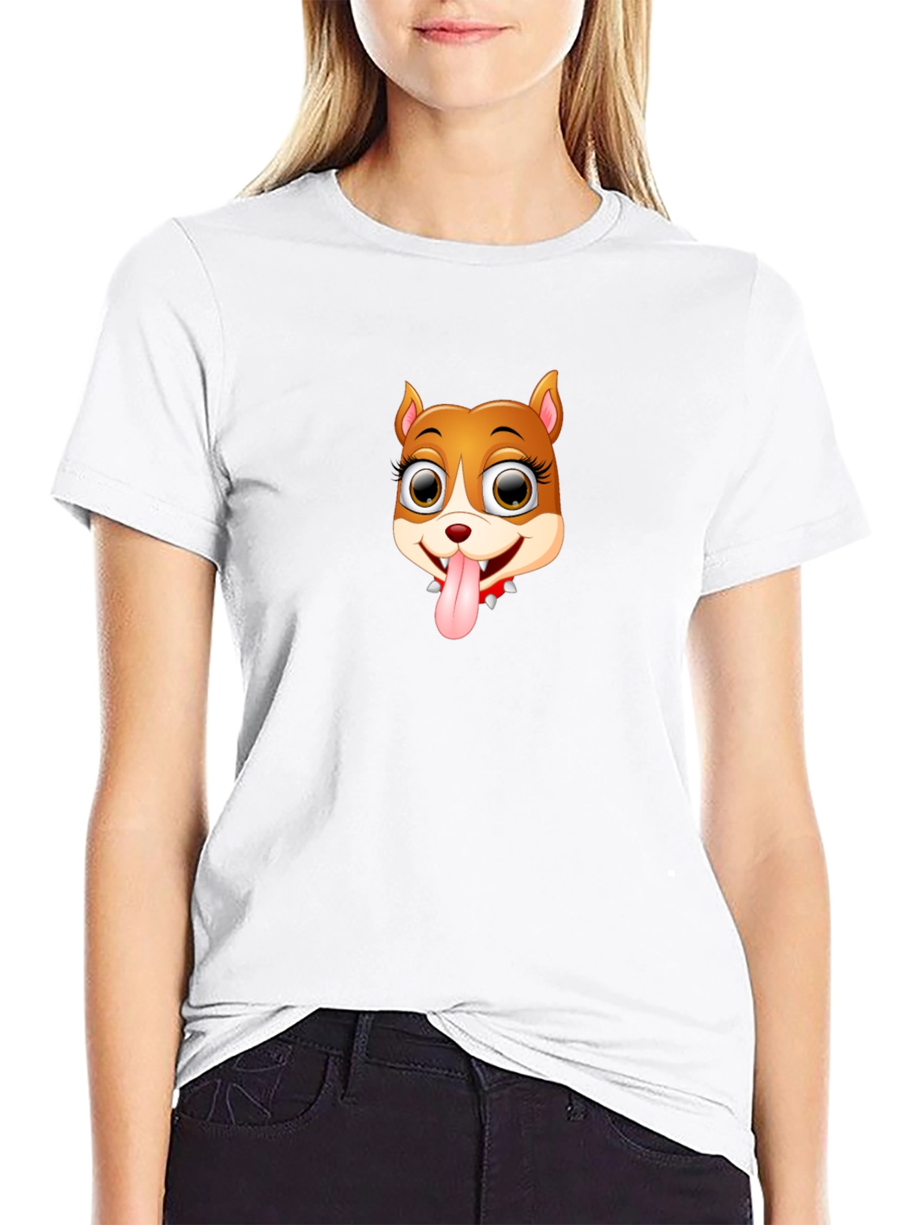 Cartoon Dog Graphic Black T-Shirt