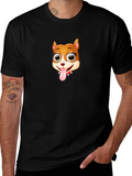 Cartoon Dog Graphic Black T-Shirt