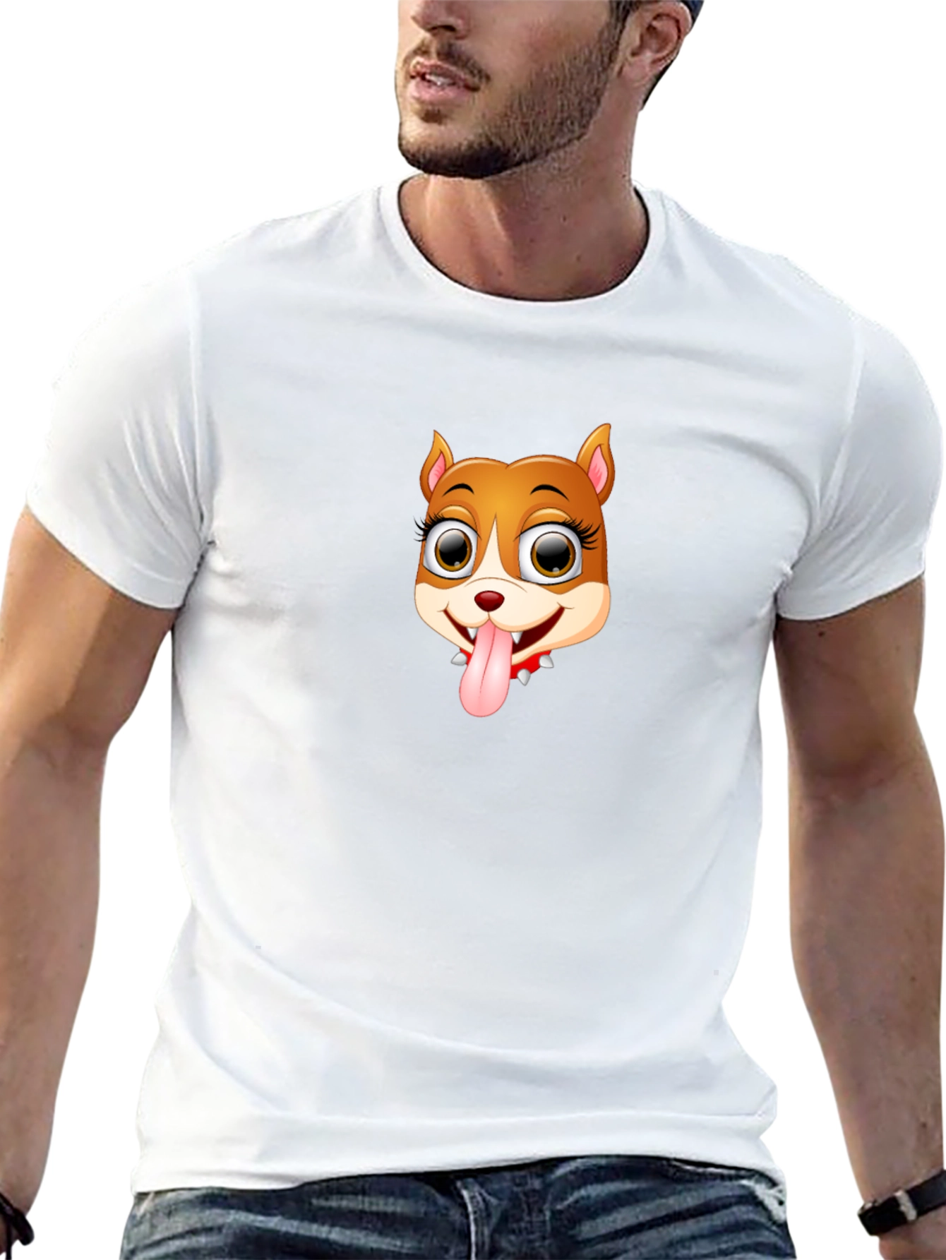 Cartoon Dog Graphic Black T-Shirt