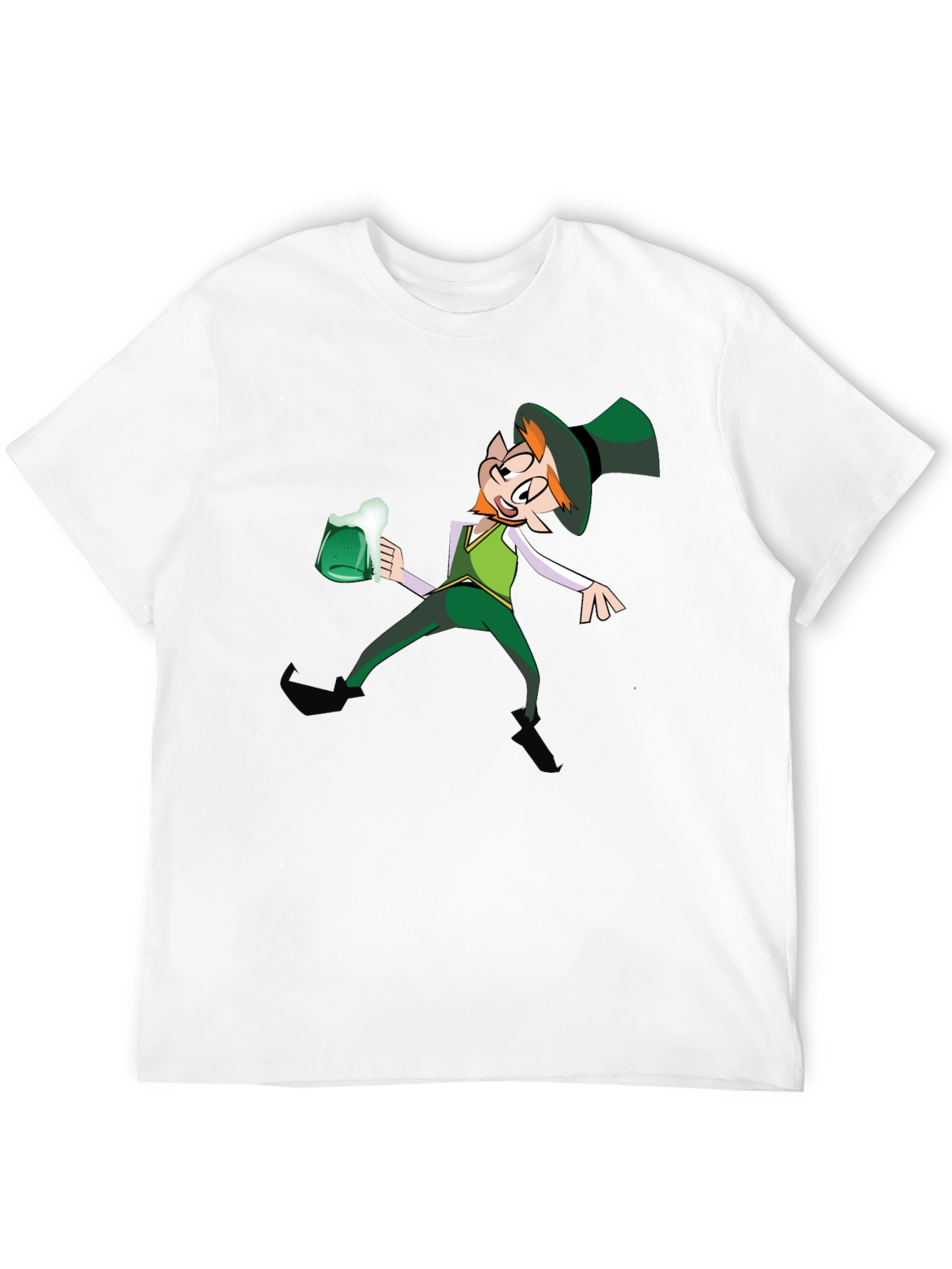 Leprechaun Drinking Graphic T-Shirt - Black