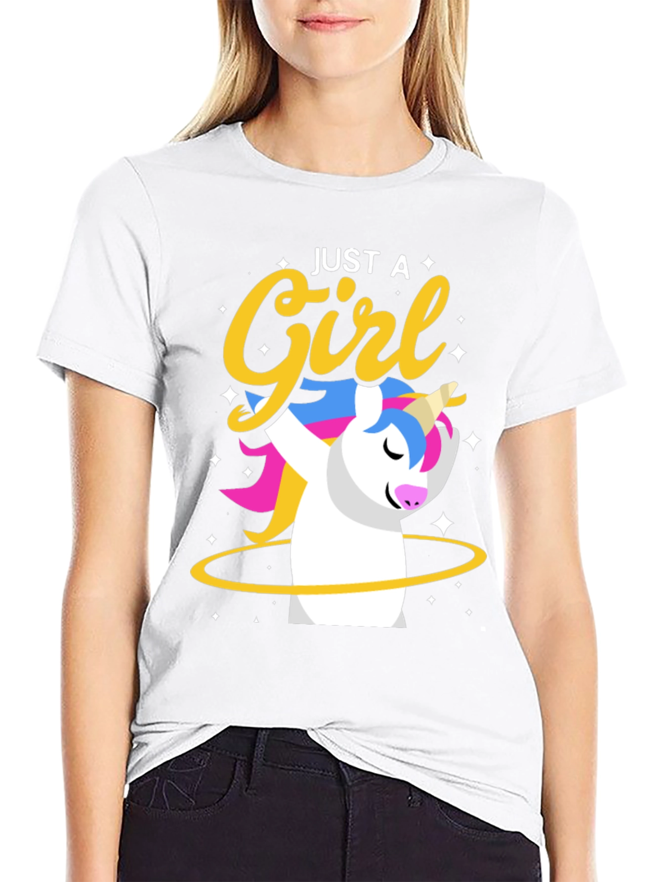 Just a Girl Unicorn Black T-Shirt
