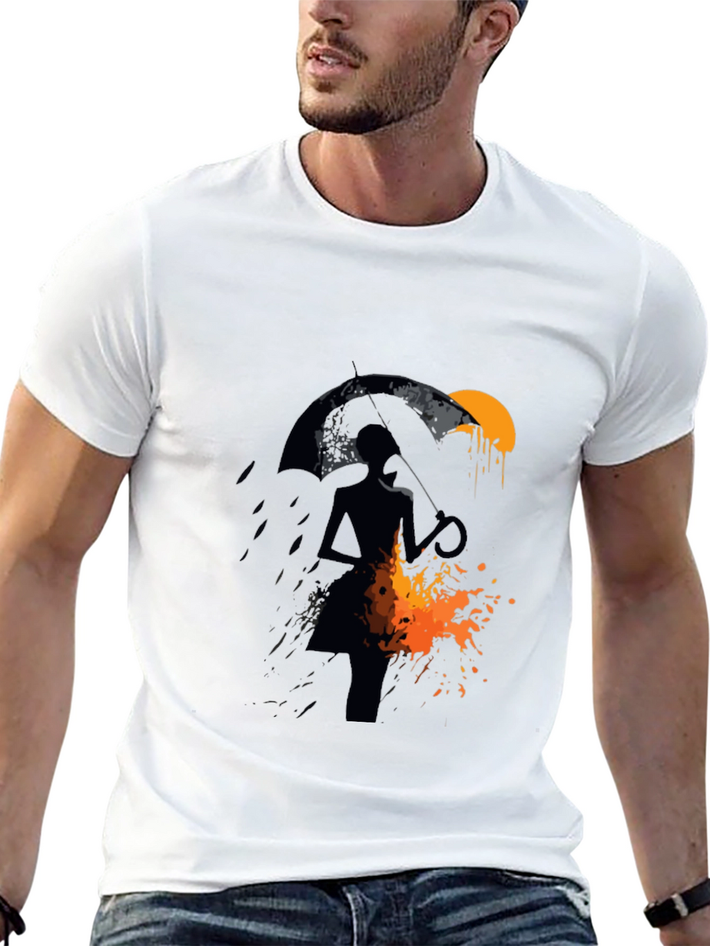 Silhouette Umbrella Graphic Tee - Mens Black T-Shirt