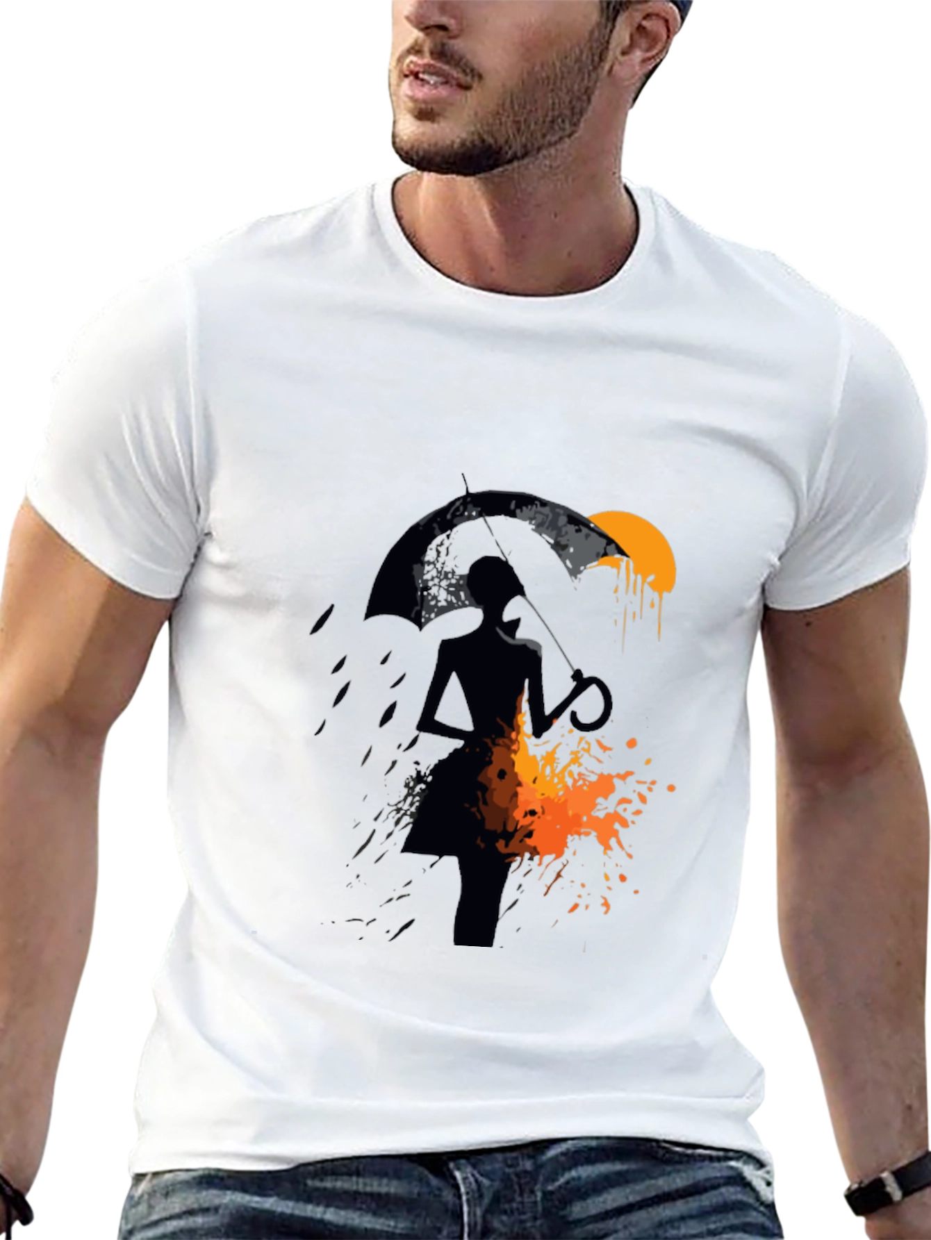 Silhouette Umbrella Graphic Tee - Mens Black T-Shirt
