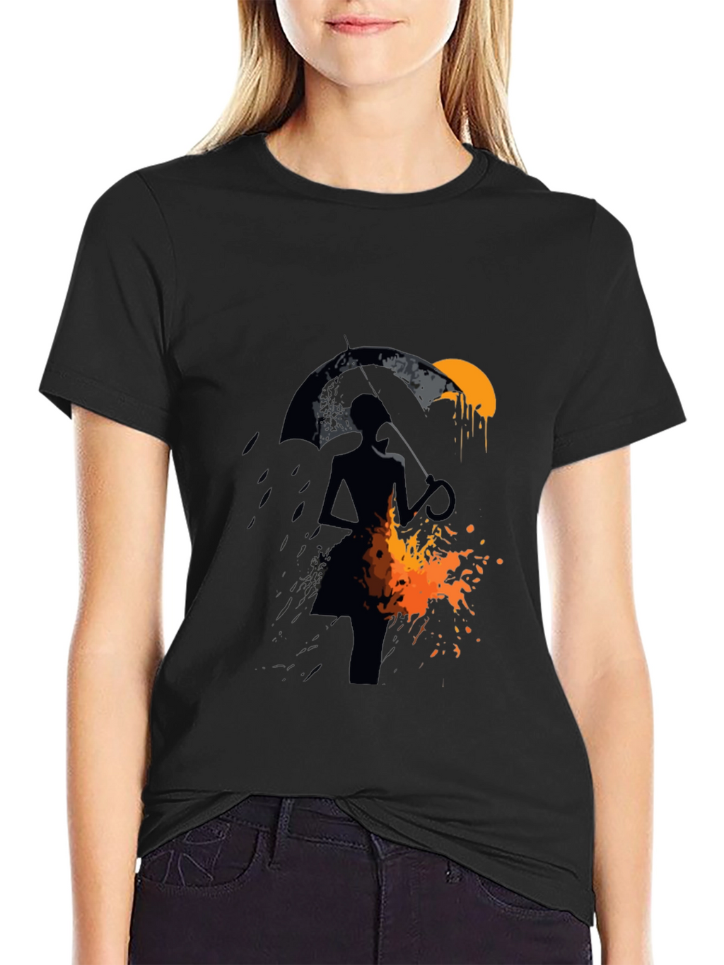 Silhouette Umbrella Graphic Tee - Mens Black T-Shirt