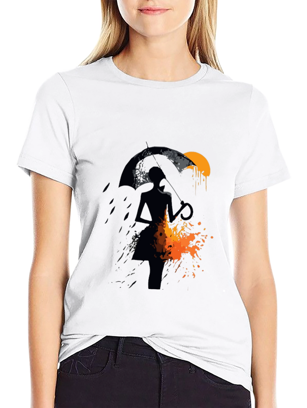 Silhouette Umbrella Graphic Tee - Mens Black T-Shirt