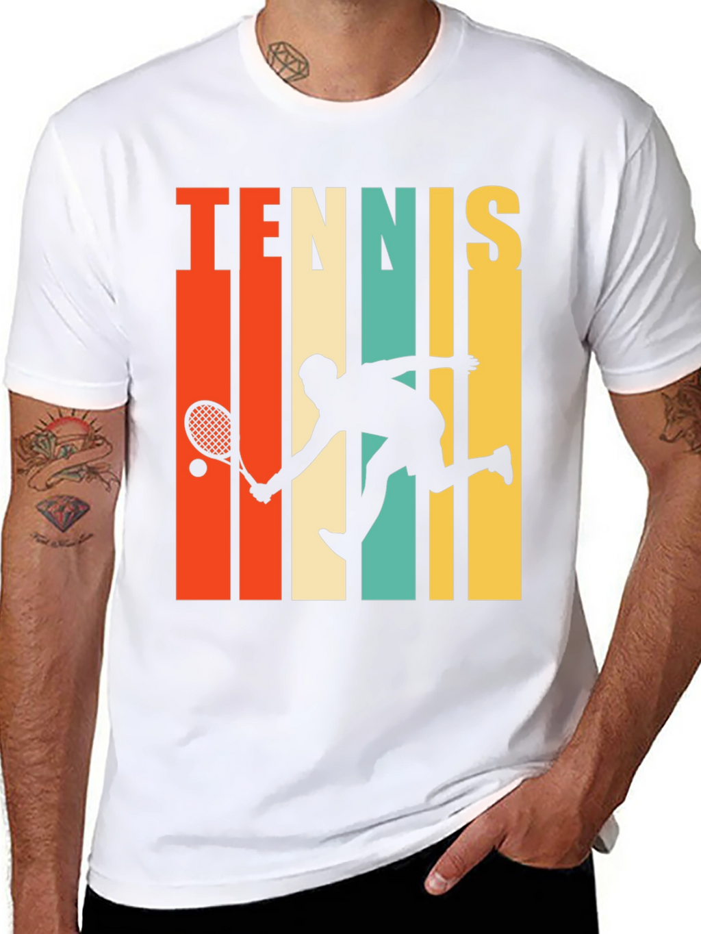 Retro Tennis Player Graphic T-Shirt