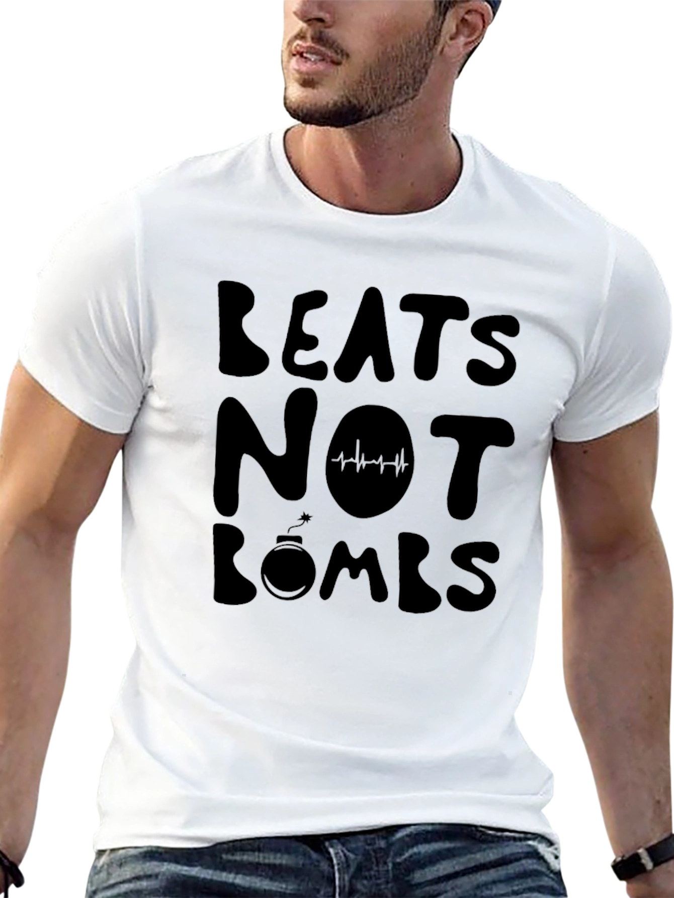 Beats Not Bombs Graphic T-Shirt - Black