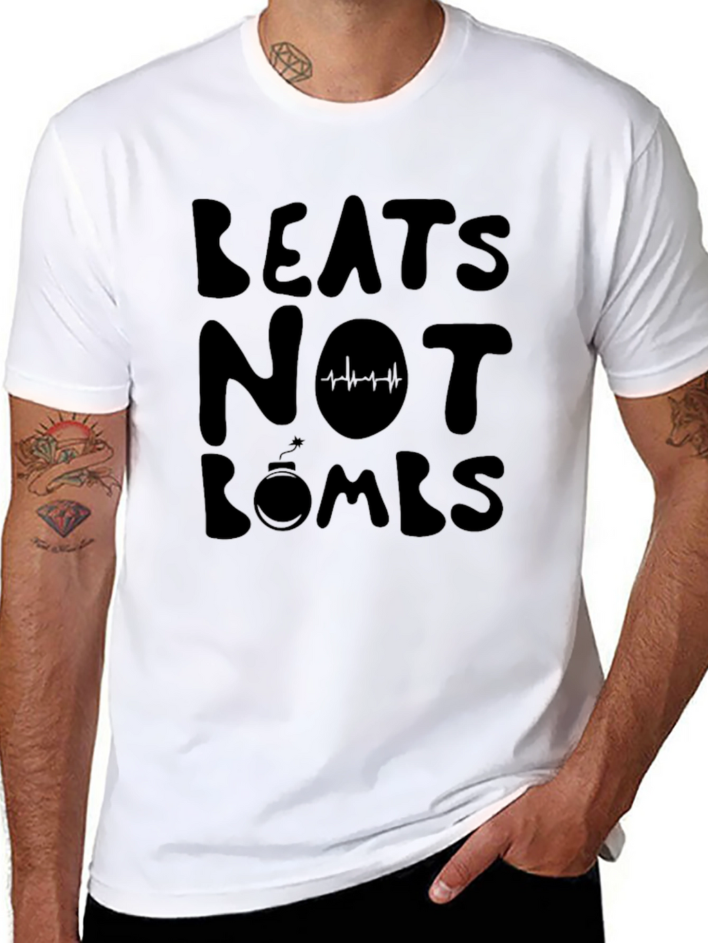 Beats Not Bombs Graphic T-Shirt - Black