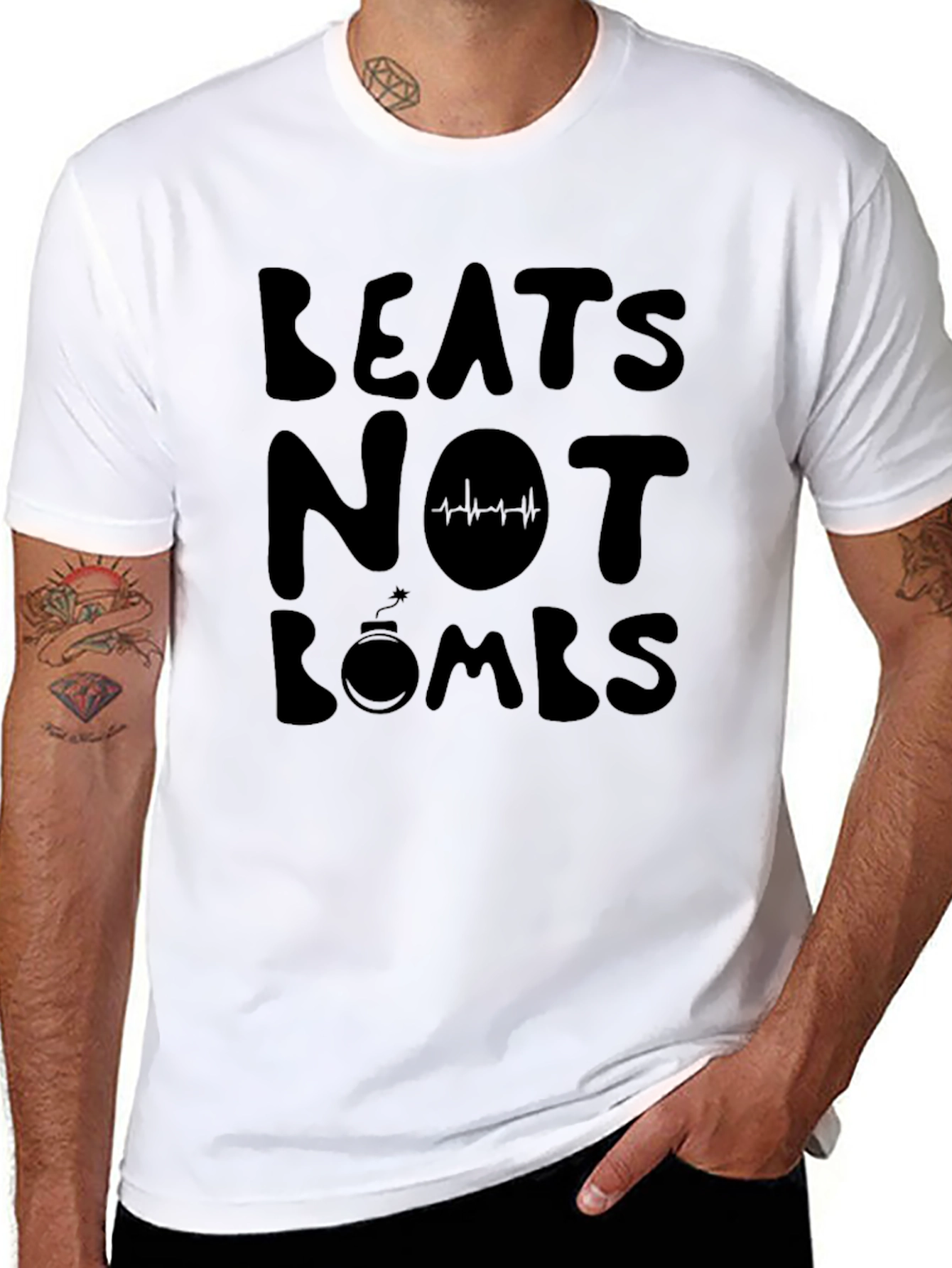 Beats Not Bombs Graphic T-Shirt - Black