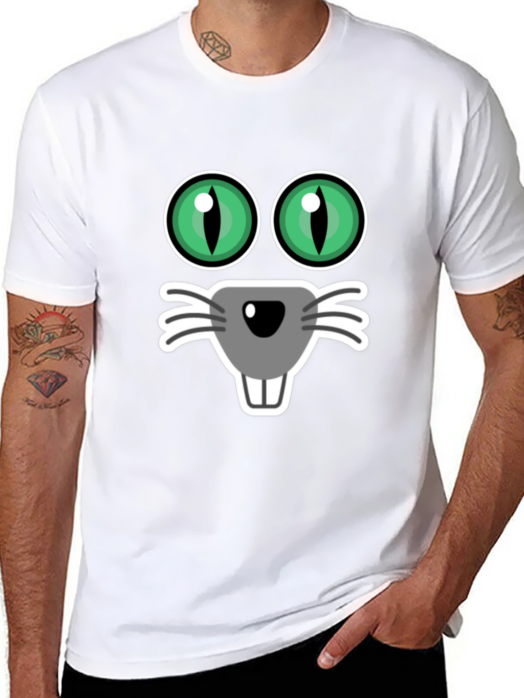 Funny Cat Face T-Shirt Black Tee