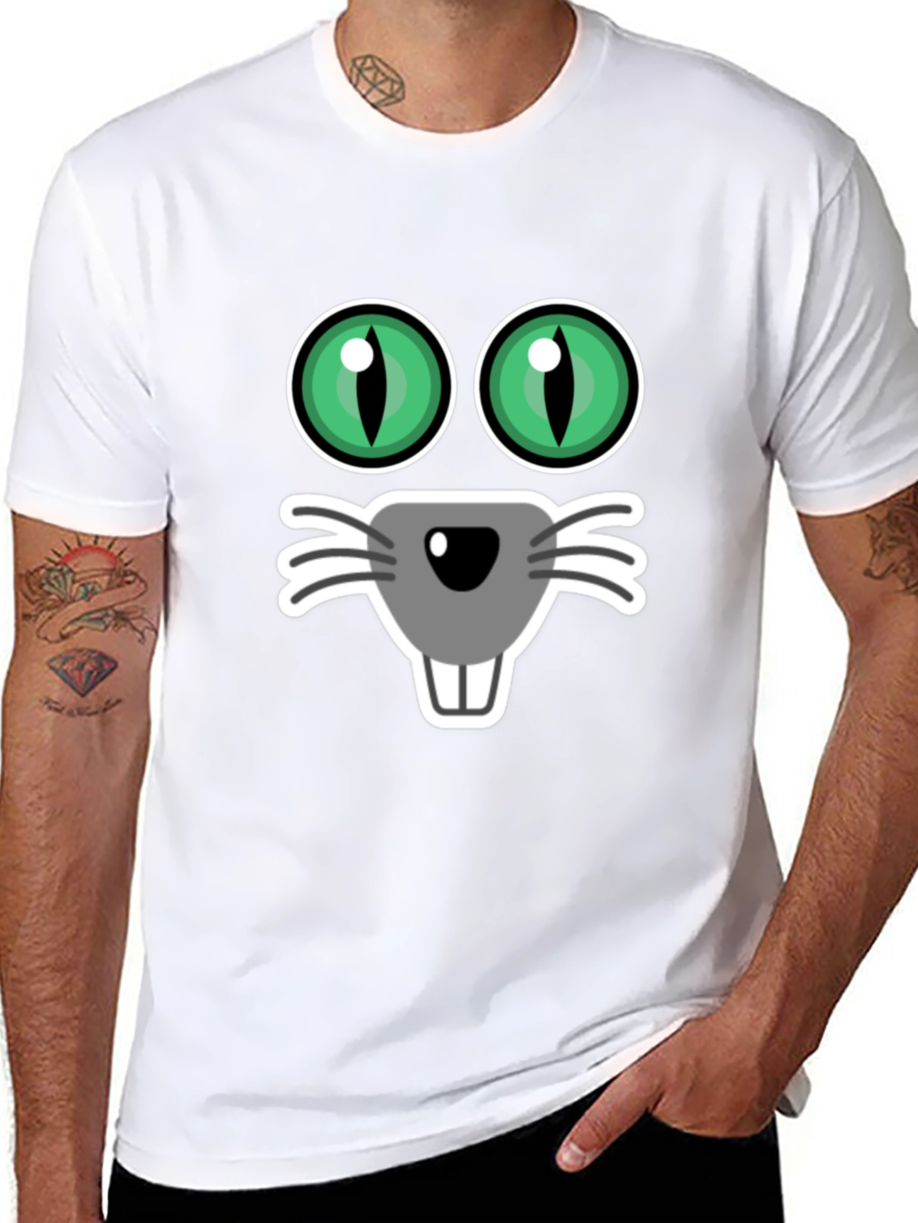 Funny Cat Face T-Shirt Black Tee