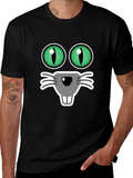 Funny Cat Face T-Shirt Black Tee