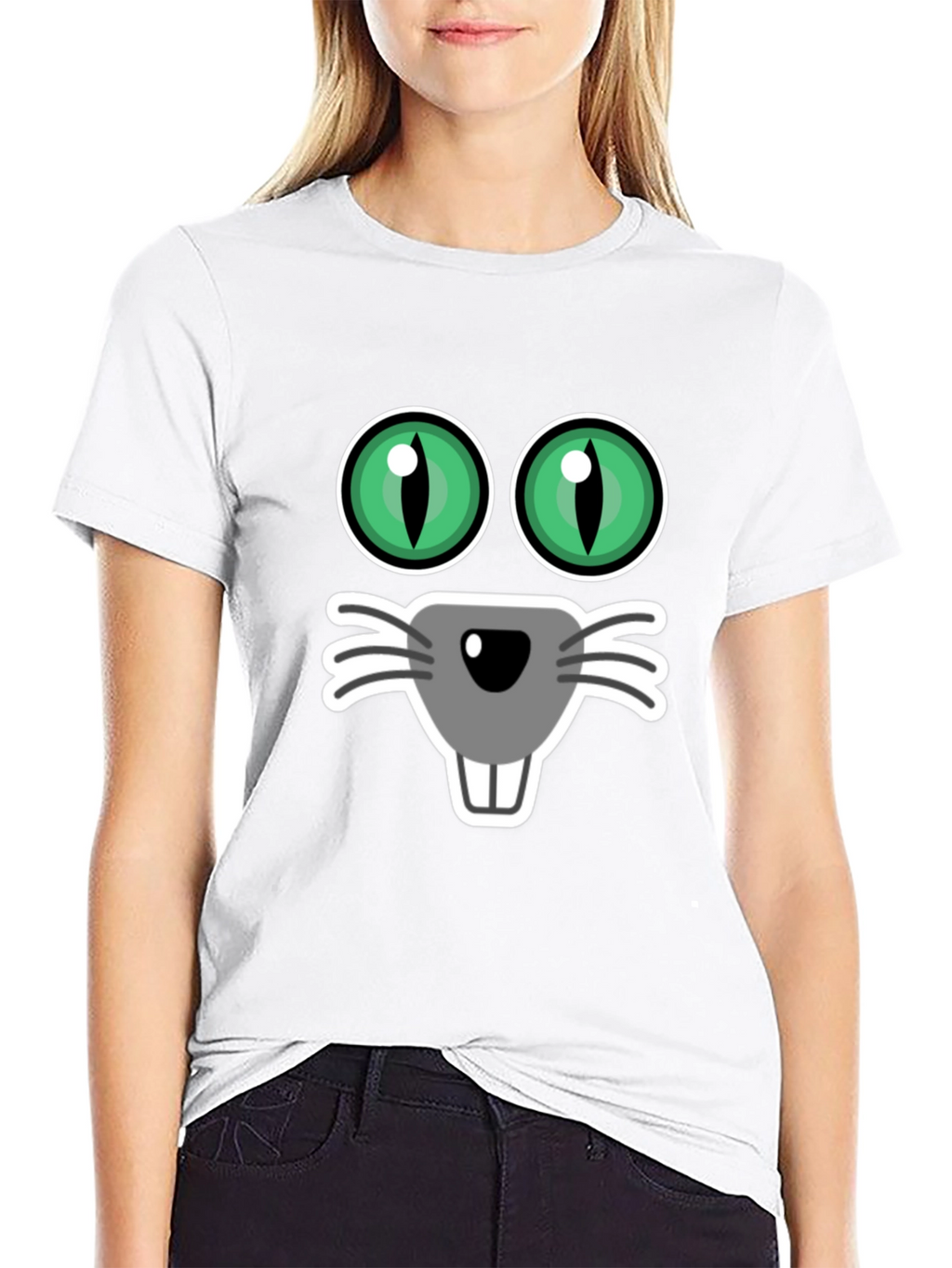 Funny Cat Face T-Shirt Black Tee