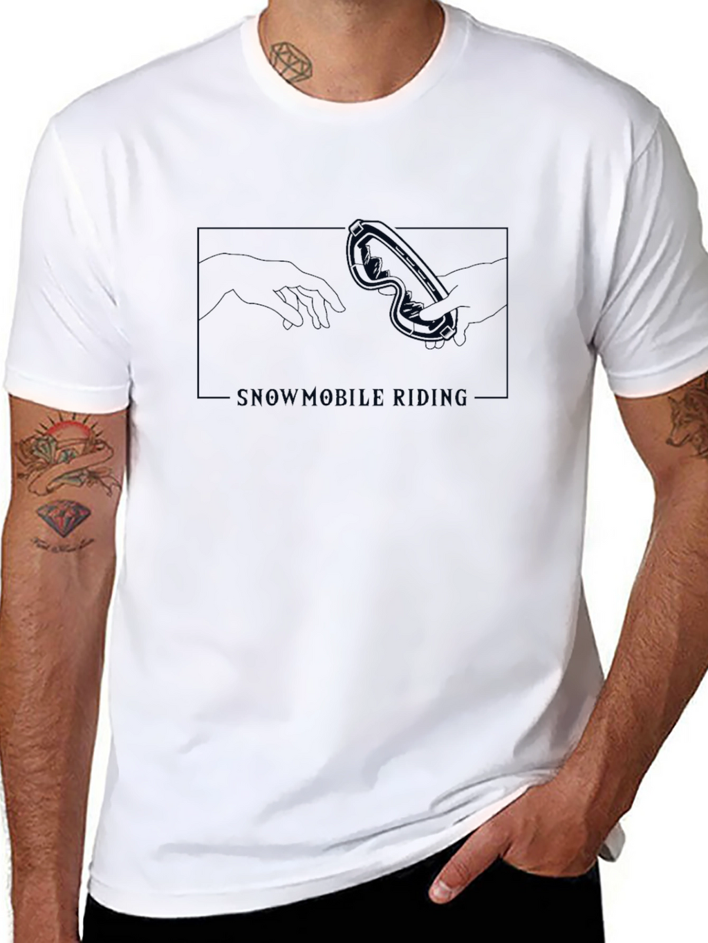 Snowmobile Riding Graphic Tee - Black