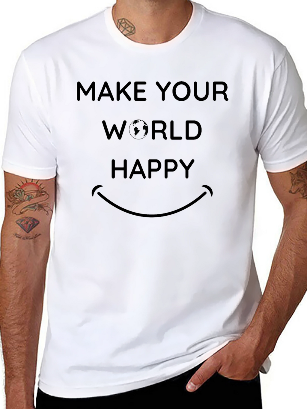 Make Your World Happy Graphic T-Shirt - Black