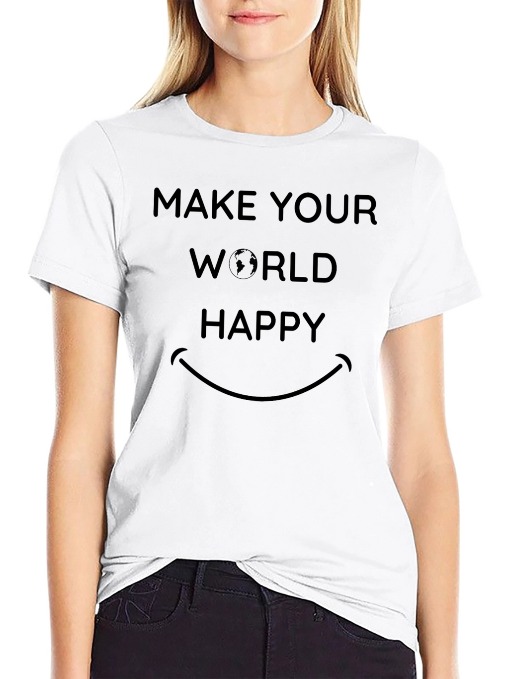 Make Your World Happy Graphic T-Shirt - Black