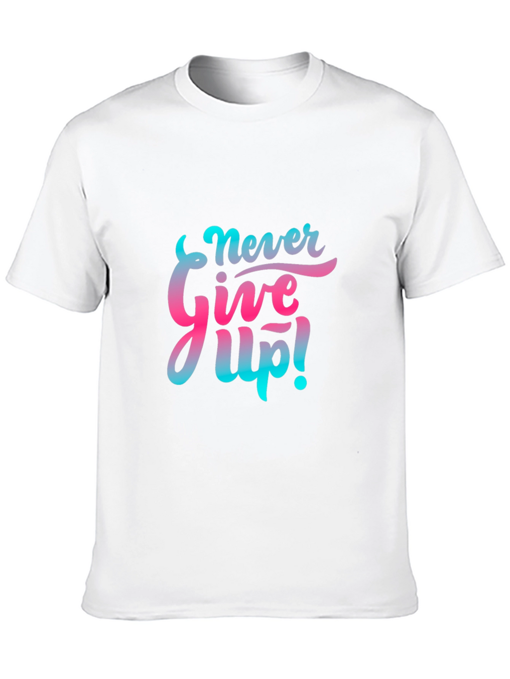 Motivational Never Give Up! Graphic Tee - Black