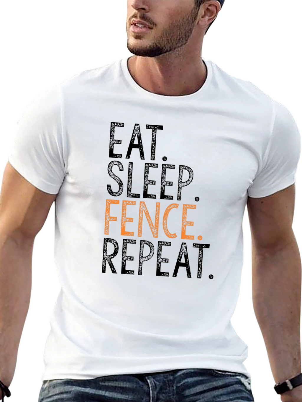 Eat Sleep Fence Repeat Black T-Shirt