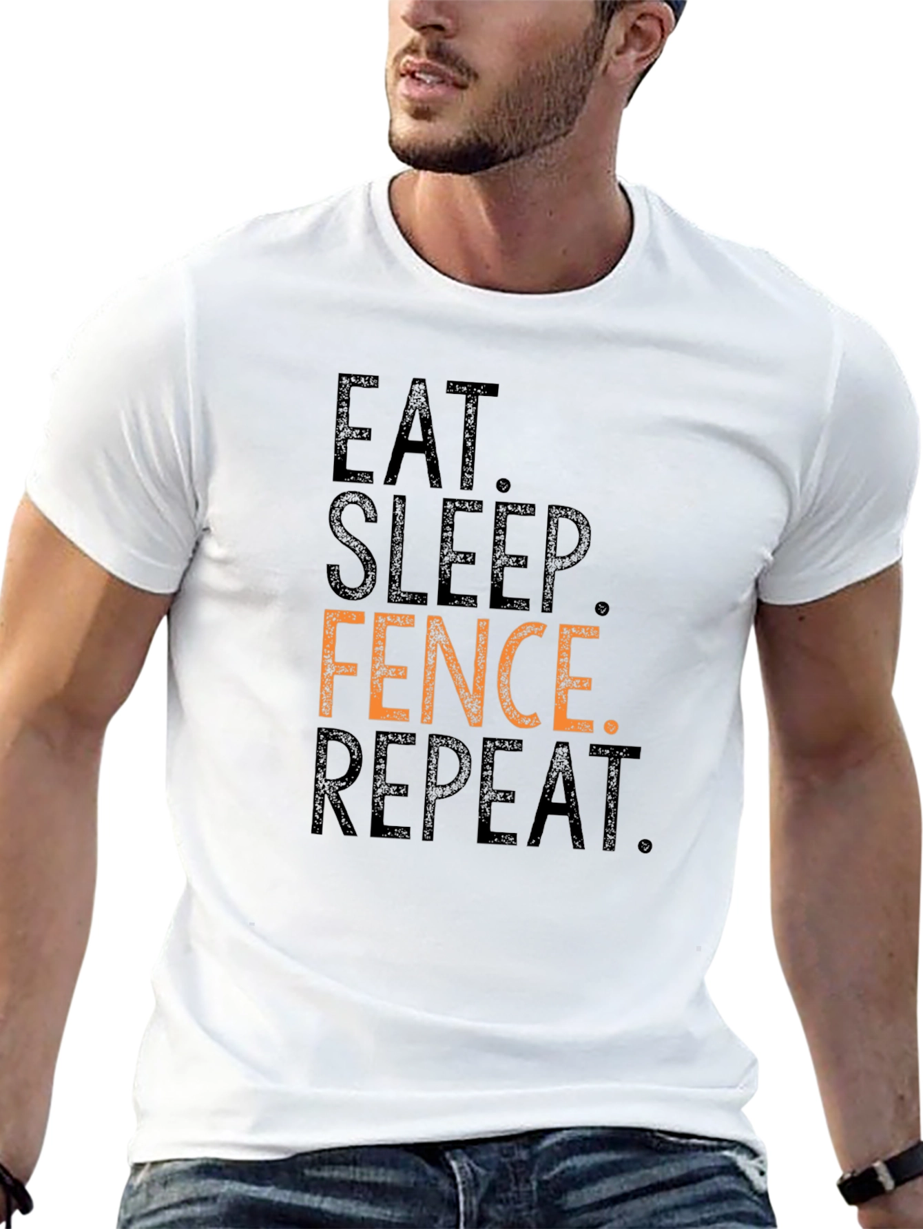 Eat Sleep Fence Repeat Black T-Shirt