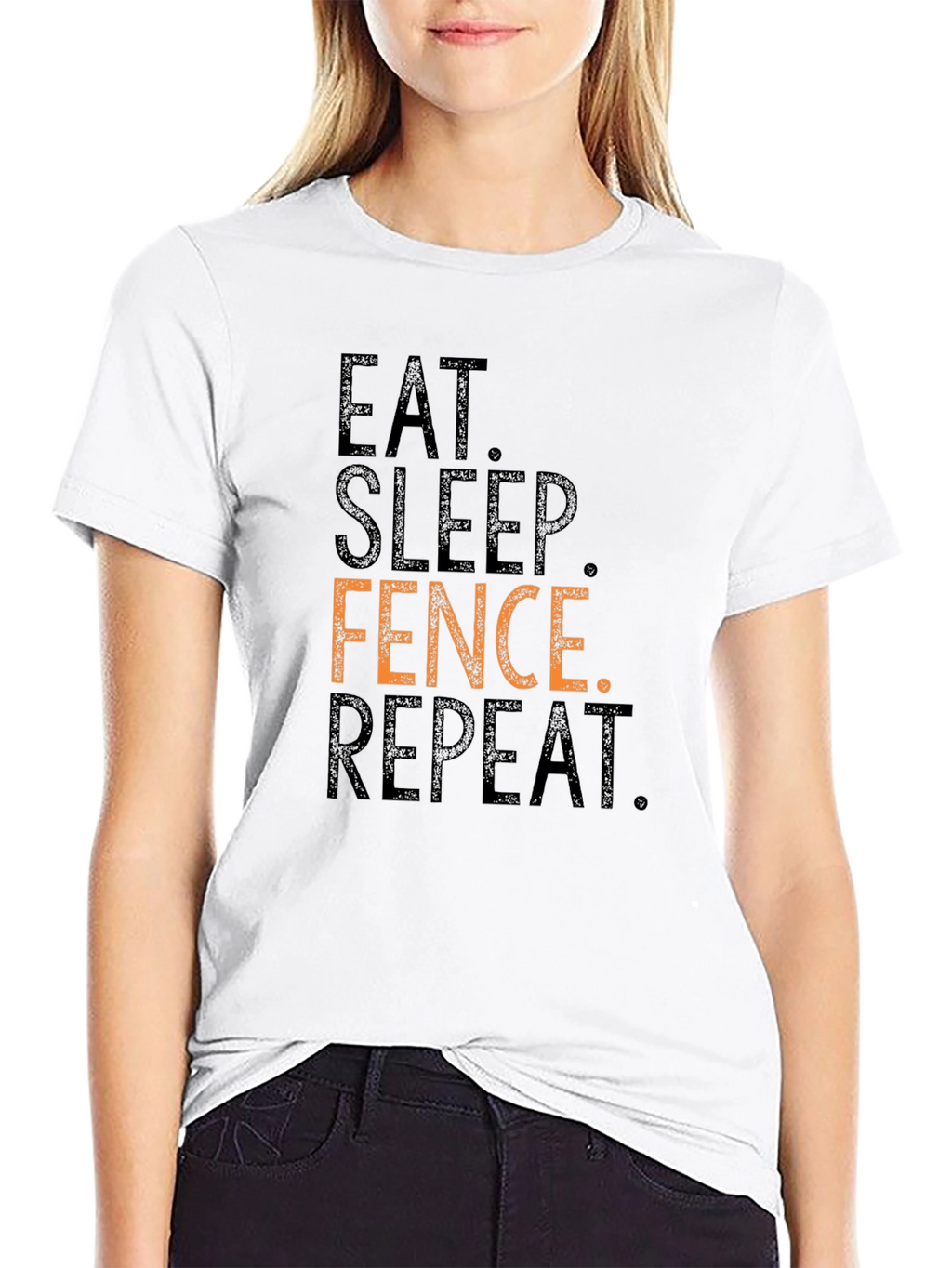 Eat Sleep Fence Repeat Black T-Shirt