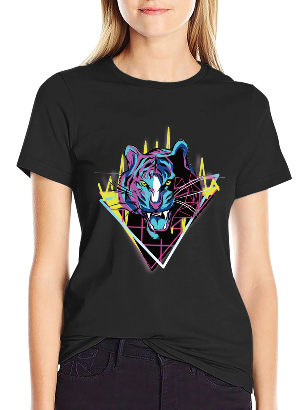 Retro Tiger Graphic Tee - Bold Animal Print T-Shirt