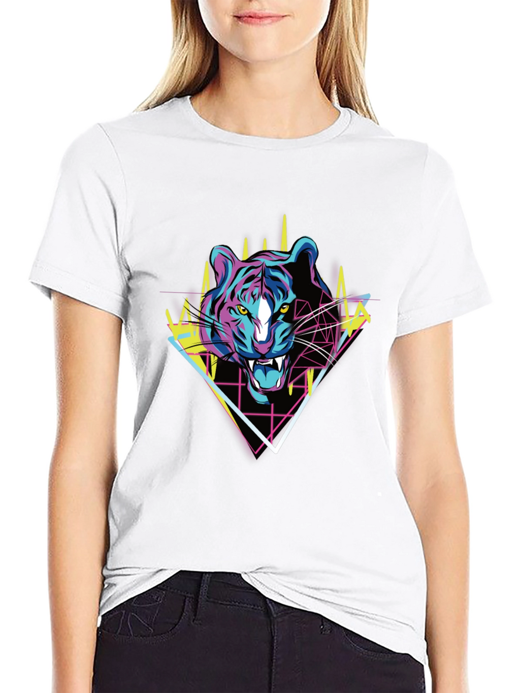 Retro Tiger Graphic Tee - Bold Animal Print T-Shirt