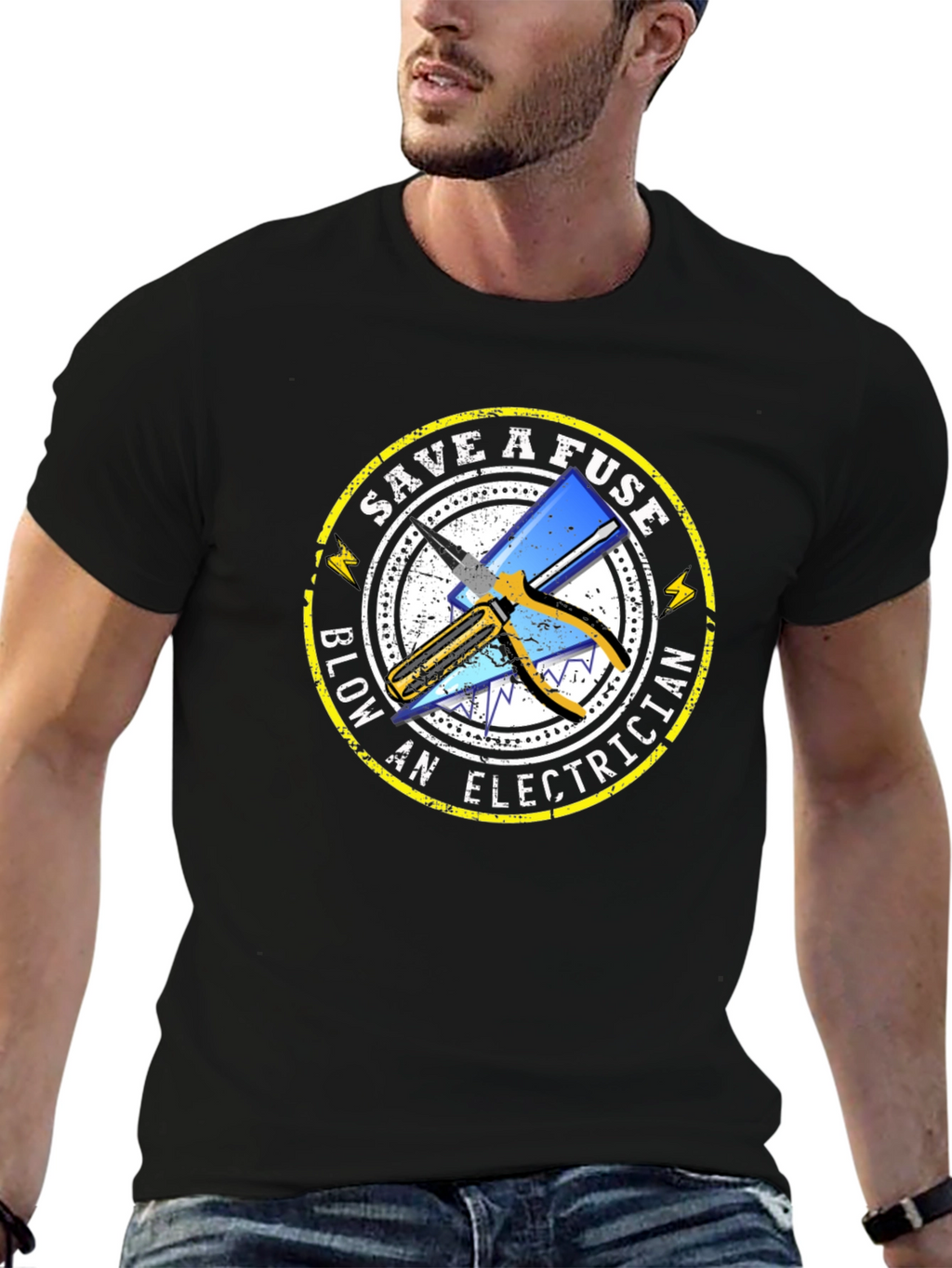 Save A Fuse Blow An Electrician Black T-Shirt