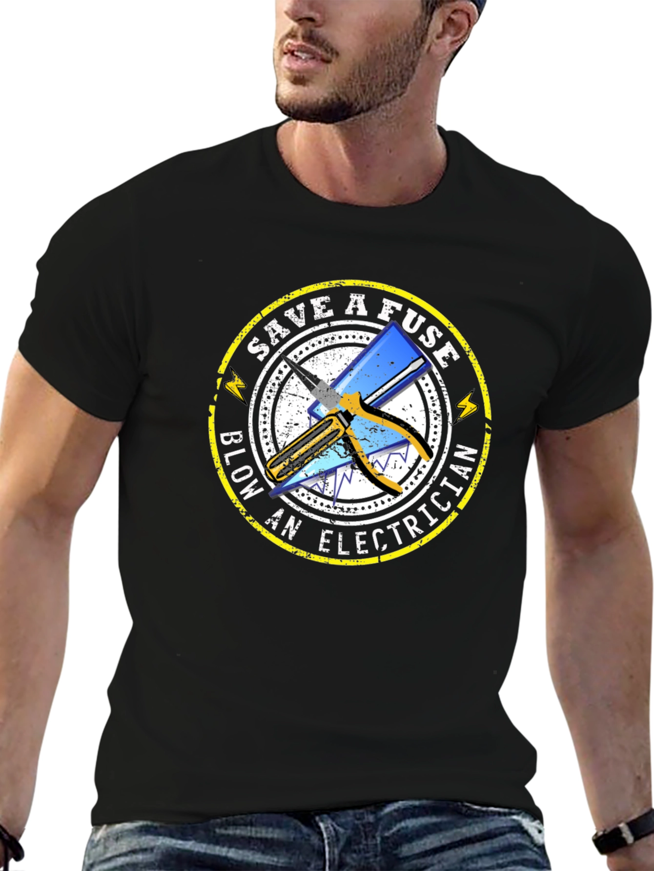 Save A Fuse Blow An Electrician Black T-Shirt