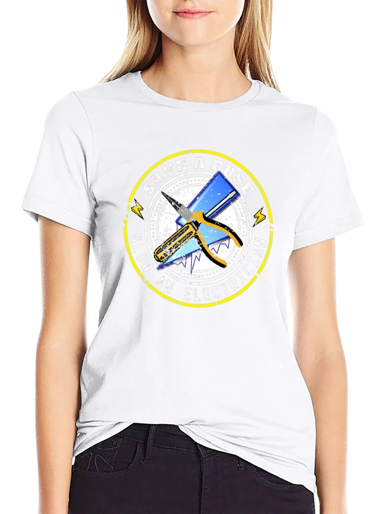 Save A Fuse Blow An Electrician Black T-Shirt