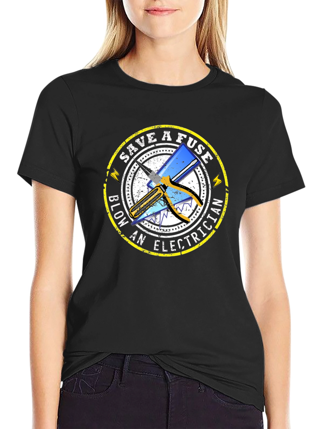 Save A Fuse Blow An Electrician Black T-Shirt