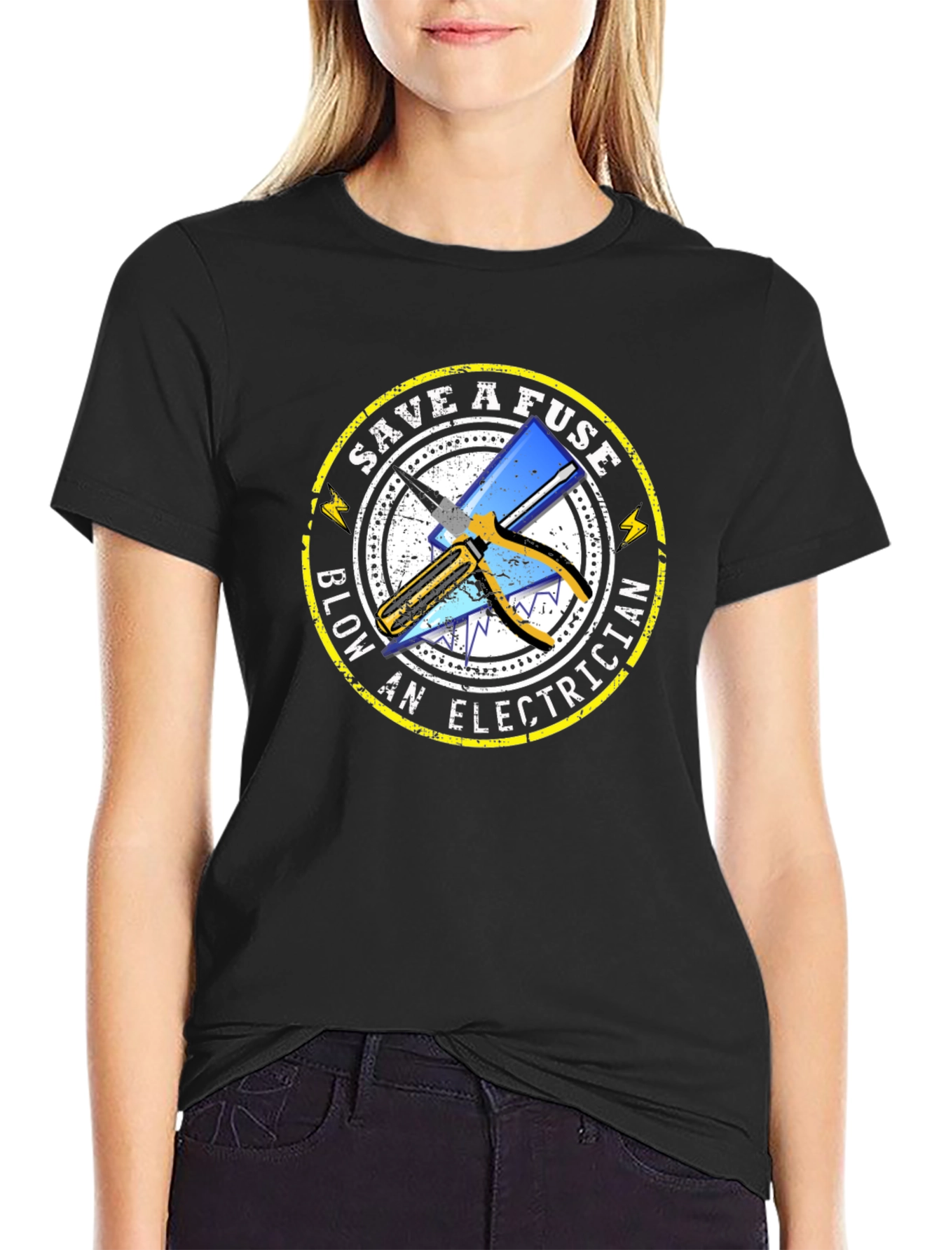 Save A Fuse Blow An Electrician Black T-Shirt
