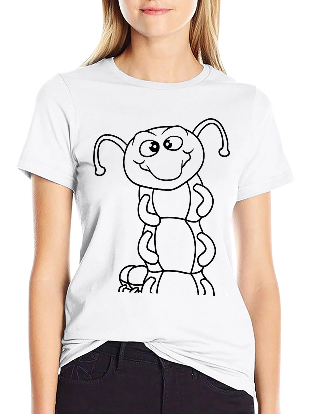 Cartoon Ant Graphic T-Shirt - Black Cotton Tee