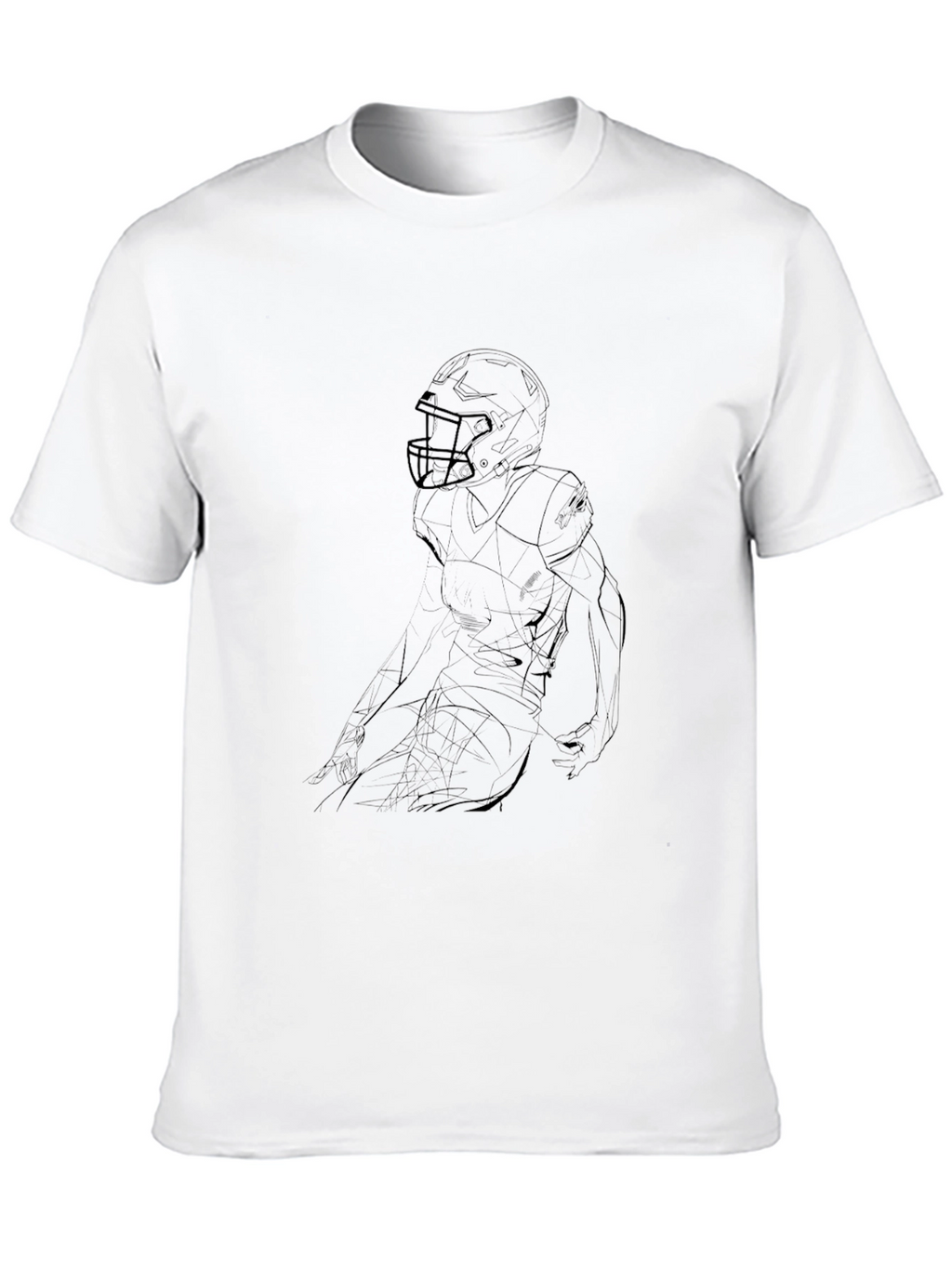 Black Football Player Outline Graphic Tee