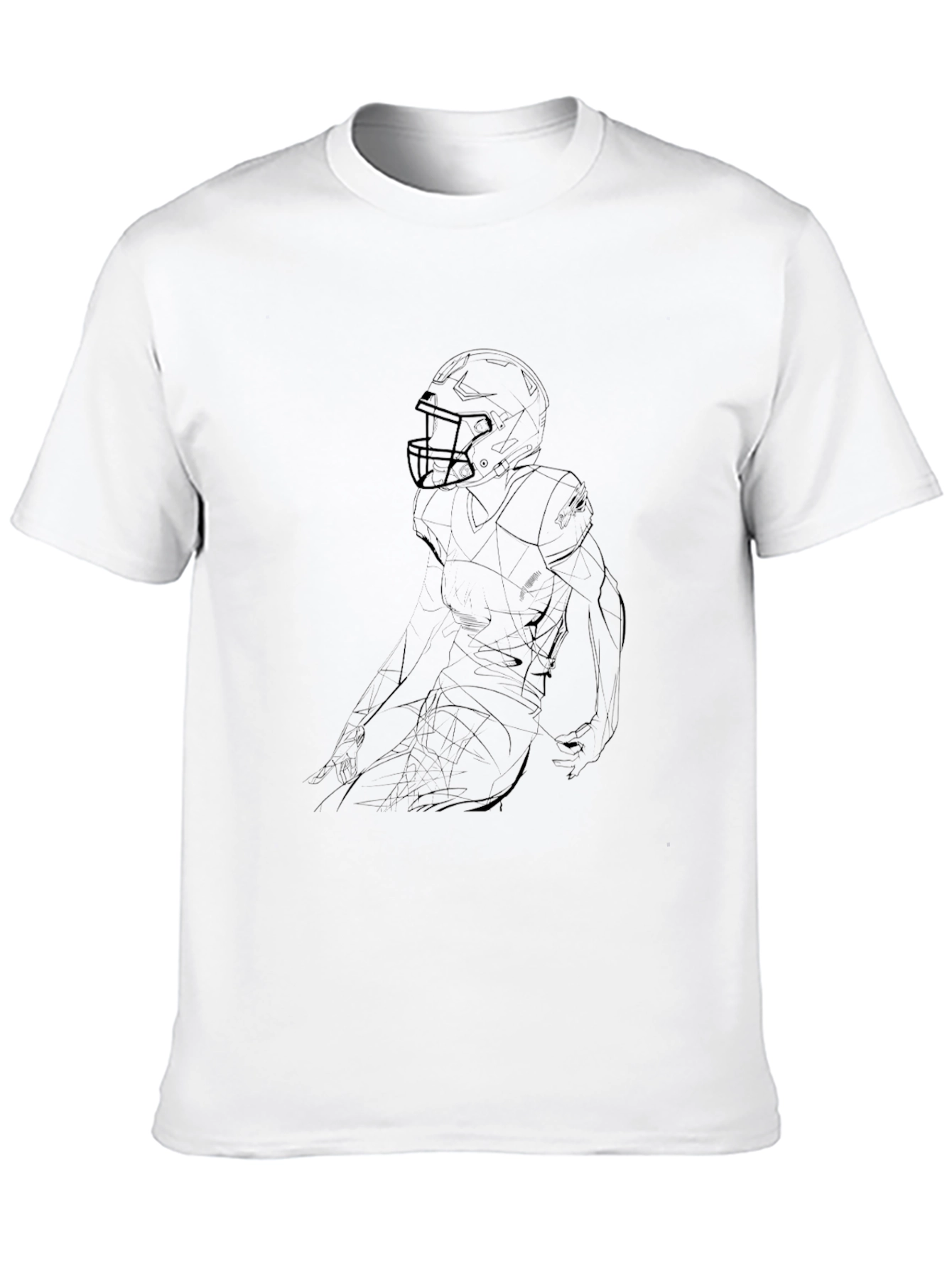 Black Football Player Outline Graphic Tee