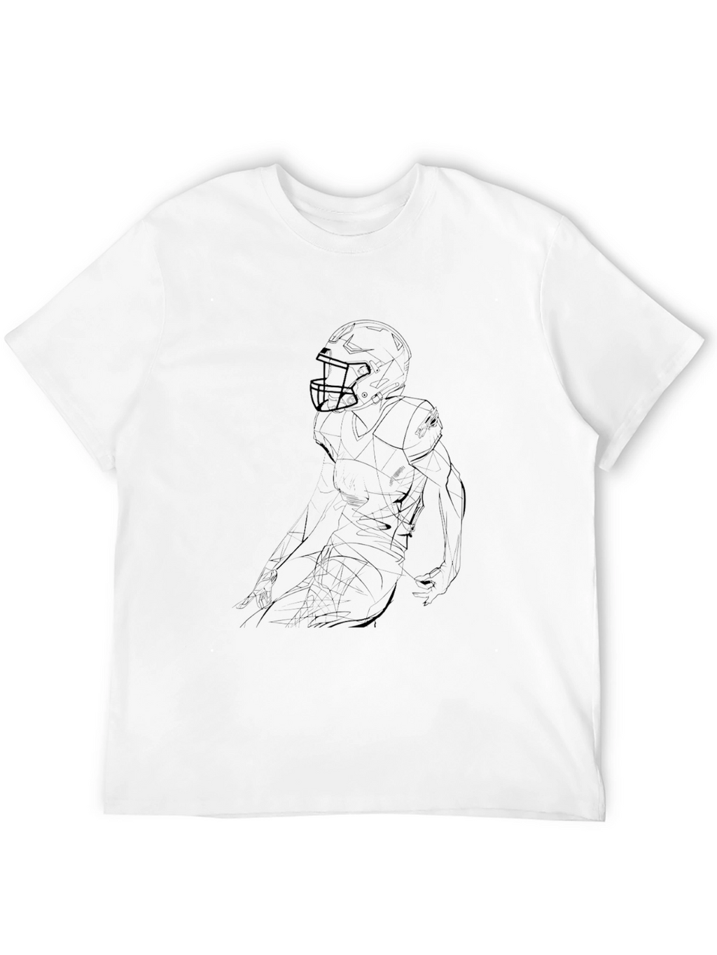 Black Football Player Outline Graphic Tee
