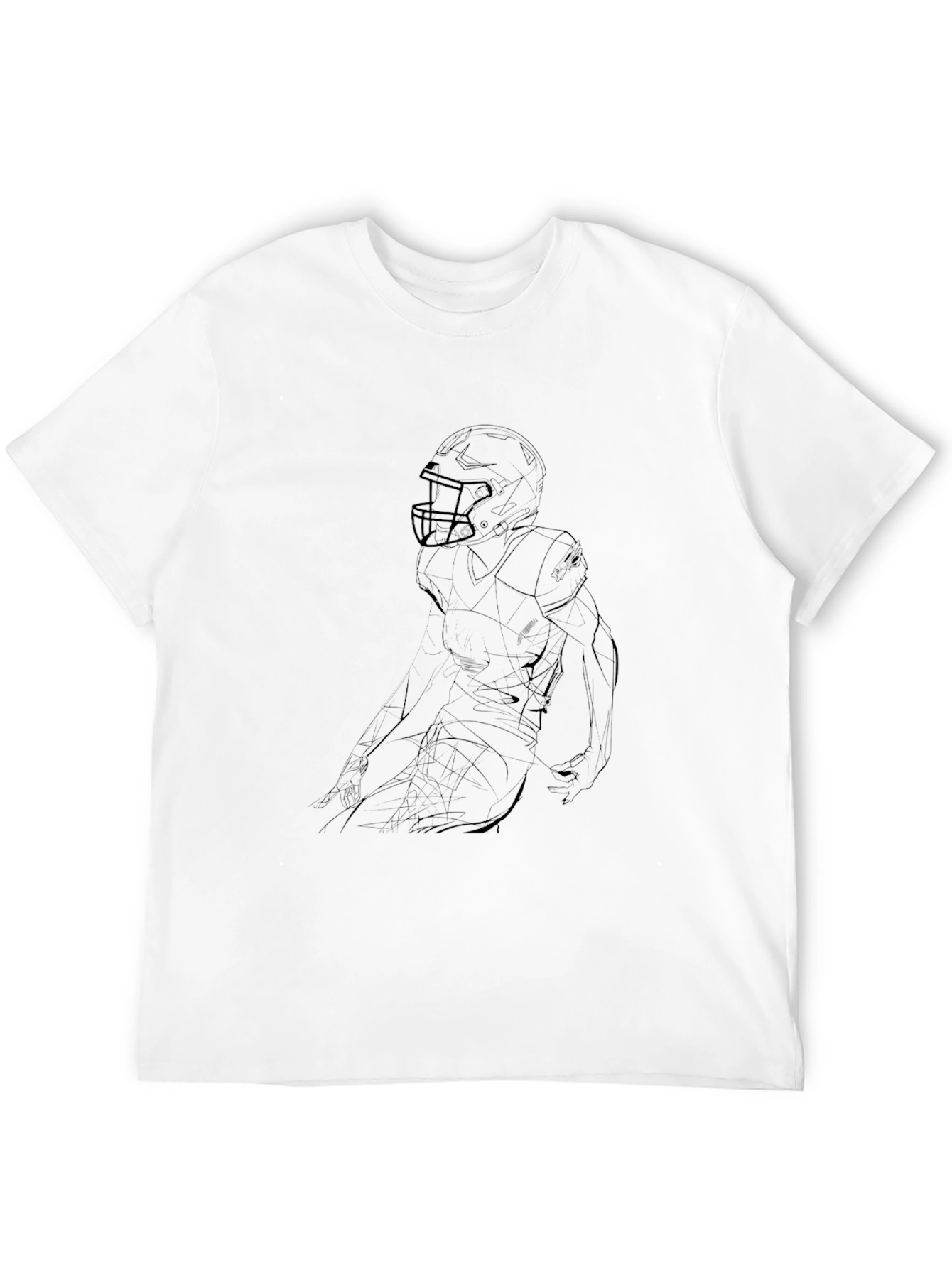 Black Football Player Outline Graphic Tee