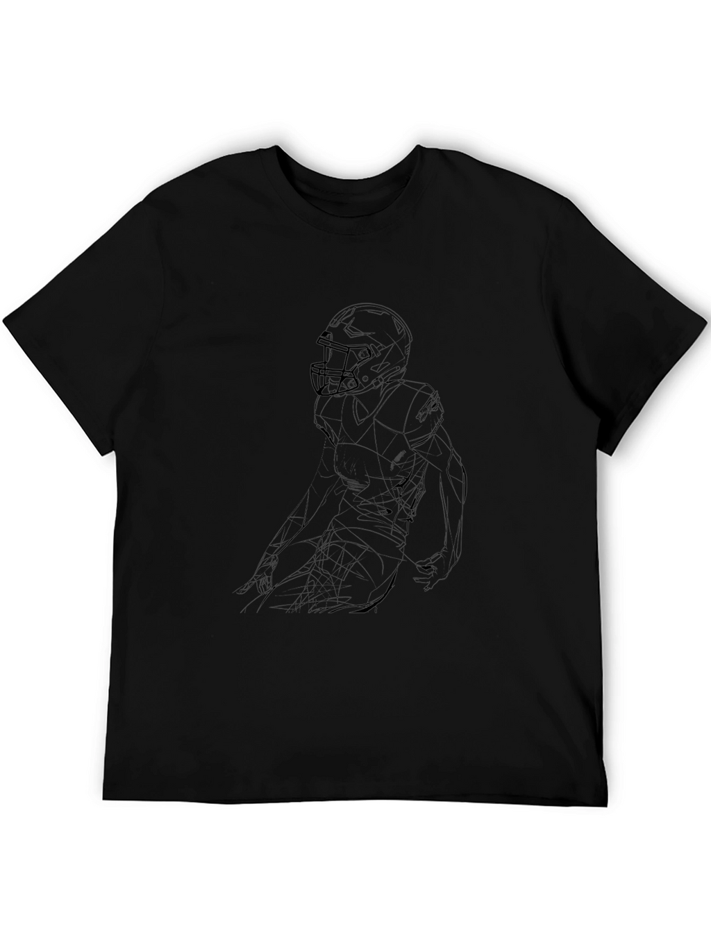 Black Football Player Outline Graphic Tee